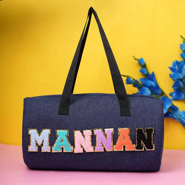 Personalized Denim Duffle Bag for Kids